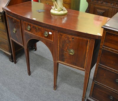 Lot 1233 - George III mahogany inlaid bowfront sideboard