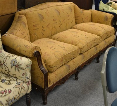 Lot 1238 - Victorian carved mahogany sofa (later re-covered)