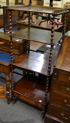 Lot 1265 - Victorian mahogany four tier whatnot with turned supports