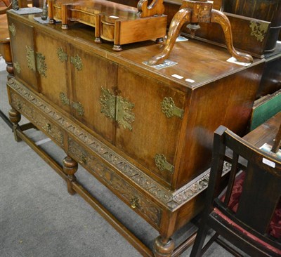 Lot 1277 - Brass mounted oak sideboard