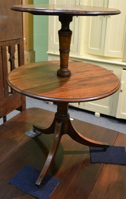 Lot 1289 - A Georgian mahogany two tier dumb waiter on spayed legs and brass feet