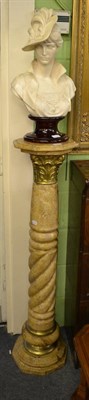 Lot 1306 - A marble torchere with gilt metal decoration and a composition bust of a young lady