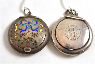 Lot 5 - Silver and enamel patch box and another (2)