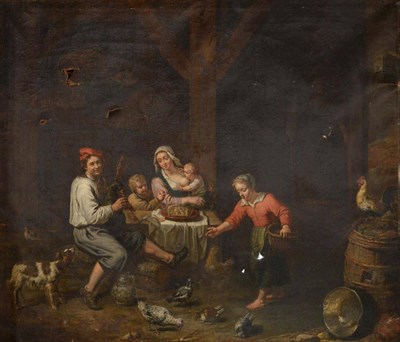 Lot 58 - Follower of Jan Havickszoon Steen (1626-1679) Dutch Family in an interior Oil on canvas, 80cm...