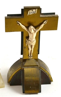 Lot 48 - Continental bronze and ivory crucifix, circa 1920