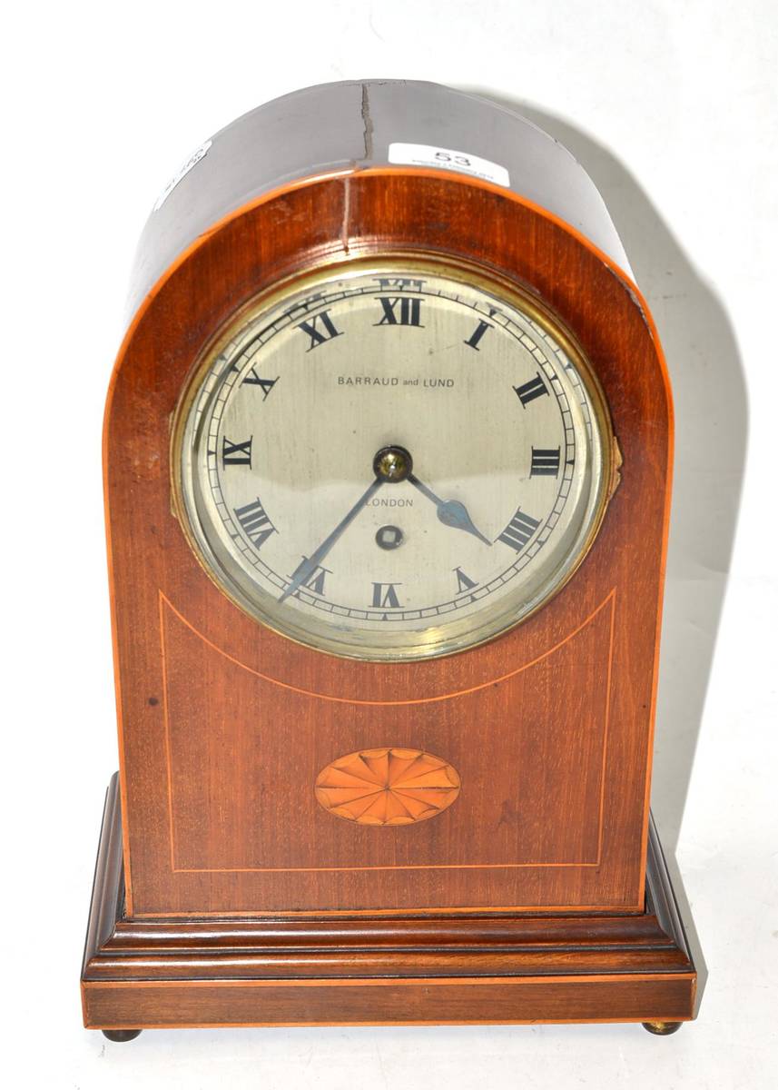 Lot 53 - An inlaid mantel timepiece