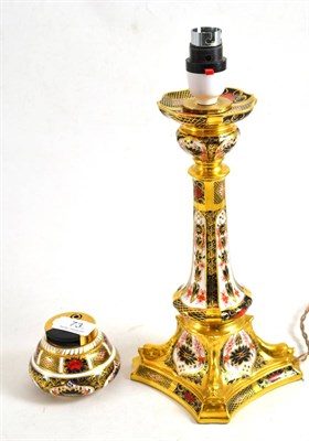 Lot 73 - A Royal Crown Derby Imari table lamp and a Royal Crown Derby lighter