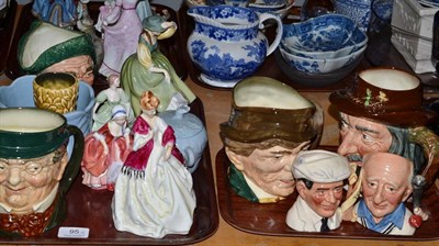 Lot 95 - A collection of Doulton figures, others similar, character jugs and Sylvac pottery