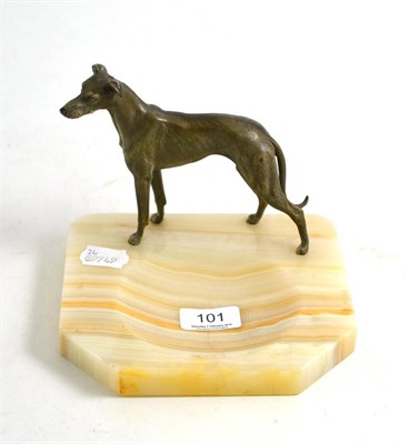 Lot 101 - Cold painted bronze greyhound on onyx base