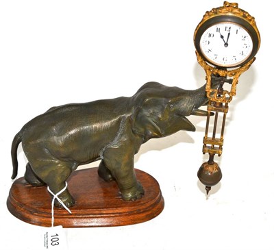 Lot 103 - An elephant spelter mystery timepiece