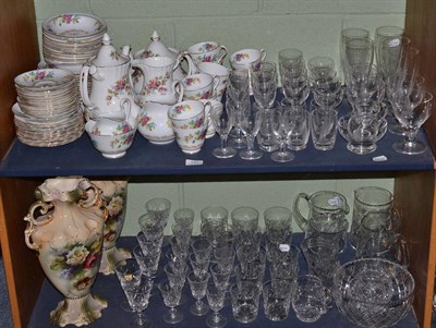 Lot 145 - A collection of cut glass and crystal, a tea service, pair of vases etc