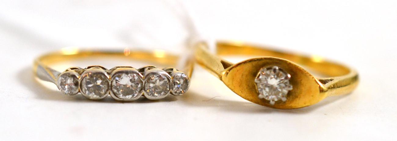 Lot 152 - Two gold and diamond set rings