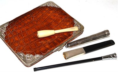 Lot 168 - Leather case with silver mount and three cheroot holders