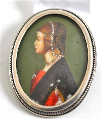 Lot 171 - Miniature portrait of a lady, in Continental silver frame