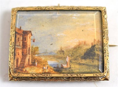 Lot 173 - Miniature watercolour landscape in gold frame