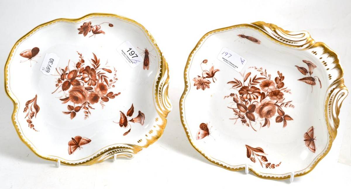Lot 197 - A pair of Derby quatrefoil shaped dessert plates