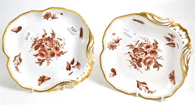 Lot 197 - A pair of Derby quatrefoil shaped dessert plates