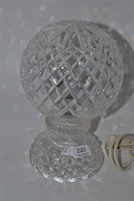 Lot 220 - A Waterford crystal mushroom shaped table lamp