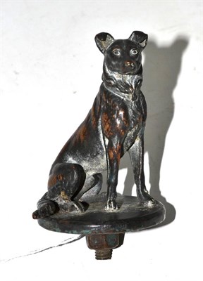 Lot 224 - Vintage bronze seated dog car mascot
