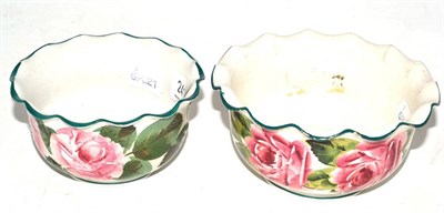 Lot 241 - Two Wemyss pottery bowls with frilly rims and painted with cabbage roses