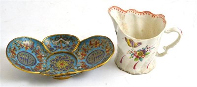 Lot 262 - 18th century English porcelain cream jug Seth Pennington, Liverpool and a Chinese cloisonne cup...