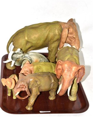 Lot 272 - Six Royal Dux elephants of assorted sizes