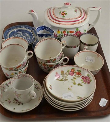 Lot 291 - 18th century Newhall teaset, pattern 59?4, 18th century cup and saucer, pair of 18th century...