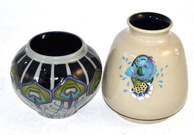Lot 304 - A modern Moorcroft trail vase, tubelined with fish and flowers, impressed and painted marks,...