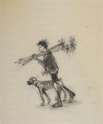 Lot 95 - Harold Riley (b.1934) Young chimney sweep Signed and dated (19)72, charcoal and coloured chalk,...