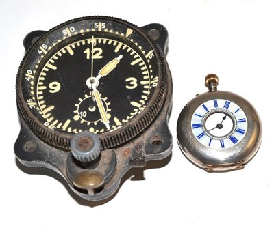 Lot 364 - A pilot's timepiece and a fob watch, case stamped 0.935