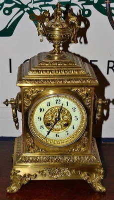 Lot 388 - A French brass cased clock