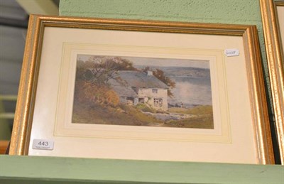 Lot 443 - Arthur Tucker (1864-1929), A riverside cottage, signed, watercolour