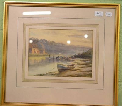 Lot 447 - British School (19th/20th century) Moored fishing boats, indistinctly signed, watercolour