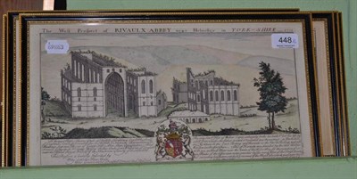 Lot 448 - Six framed engravings of Byland Abbey, Easby Abbey, etc