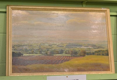 Lot 453 - Byron Dawson (20th century), a view of Northumberland, signed, oil on board