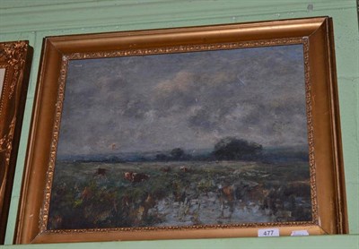 Lot 477 - Cattle grazing, oil on canvas