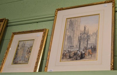 Lot 479 - W Ferguson, Continental street scene, watercolour, together with another watercolour by J W...