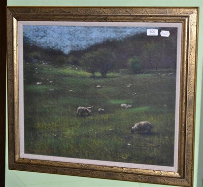 Lot 500 - John Mackie (b.1955) Landscape with sheep grazing, signed and dated (19)81, pastel, 48cm by 57cm