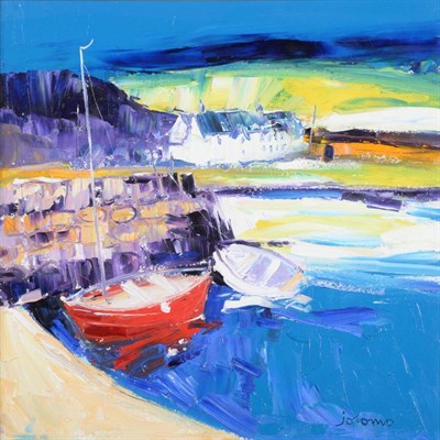 Lot 111 - John Lowrie Morrison  "Jolomo " OBE (b.1948)  "Storm over Arinagour, Isle of Coll " Signed, signed