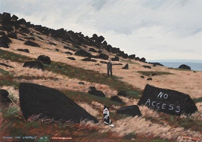 Lot 116 - Peter Brook (1927-2009)   "Drawing very Carefully in a Danger Area "  Signed and inscribed, oil...