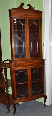 Lot 618 - Inlaid mahogany floor standing corner cupboard