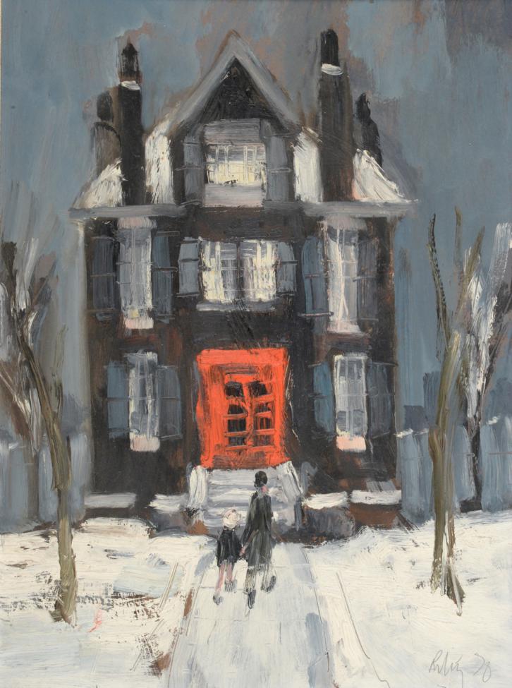 Lot 124 - Harold Riley (b.1934) The Red Door Signed and dated (19)70, oil on board, 38cm by 28cm See...