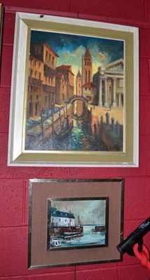 Lot 686 - Julien Poivre (20th/21st century) A pair of harbour scenes, each signed, oil on canvas,...