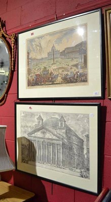 Lot 694 - After Piranesi, ";Veduta Della Basilica E Piazza Di S.Pietro Im Vaticano";, hand coloured...