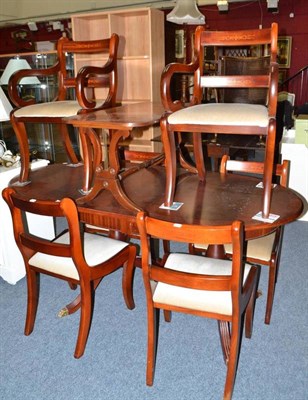 Lot 726 - Modern draw leaf table with one leaf, six chairs and a coffee table