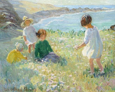 Lot 135 - Dorothea Sharp RBA, ROI, VPSWA (1874-1955)  "Gathering Daisies "  Signed, oil on canvas, 48.5cm...