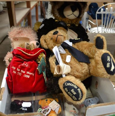 Lot 762 - Hermann limited edition bears including big red panda bear, Concorde memorial bear with framed...