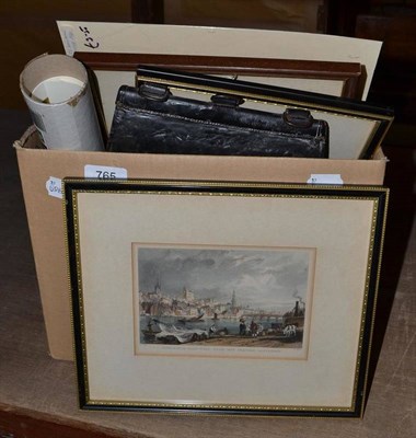 Lot 765 - Leather sporran with assorted prints, postcards, etc