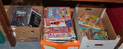 Lot 769 - A collection of annuals and comics, including Beano, Oor Willie, Broons, Rupert, Victor, Rover,...