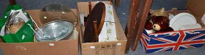 Lot 770 - Seven boxes of household items including a bread bin, Pyrex bowls, cafetier, etc